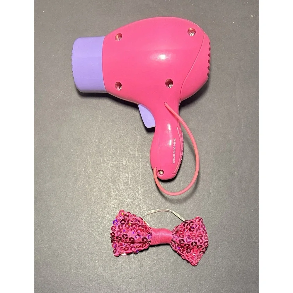 Build A Bear Pink Hairdryer For Stuffed Animal + Free Pink Sparkle Bow